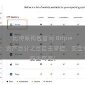 比特派钱包官网 Bitpie钱包：资产百分之百自主掌控，安全可靠！