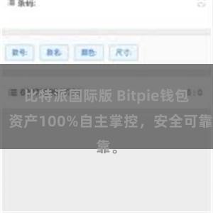 比特派国际版 Bitpie钱包：资产100%自主掌控，安全可靠。