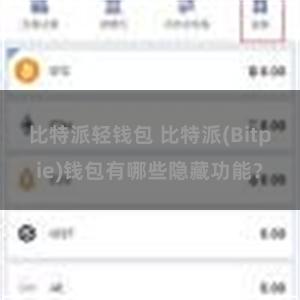 比特派轻钱包 比特派(Bitpie)钱包有哪些隐藏功能？