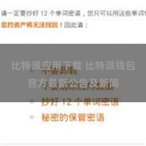 比特派应用下载 比特派钱包官方最新公告及新闻