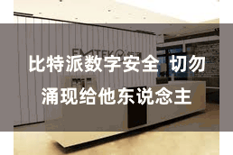 比特派数字安全  切勿涌现给他东说念主